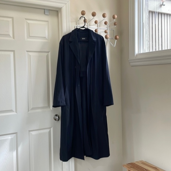 HUGO Boss - Academia Virgin Wool Blend Classic Trench Coat -Starliner BlacKLarge - Picture 2 of 16